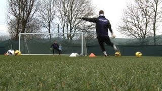 GOAL Joe Hart screamer  Inside Training at Manchester City [upl. by Rhoda]