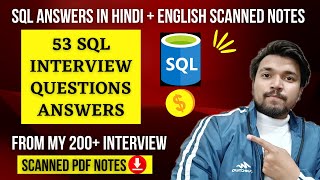 53 SQL Interview Questions Answers HindiEnglish  Written Scanned Notes  My 200 Interviews [upl. by Gilmour]