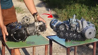 I Turn Motorcycle engine Into Opposed piston engine [upl. by Suckram]