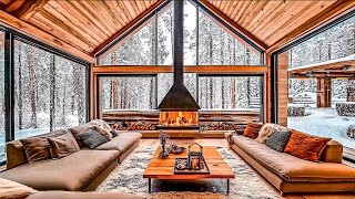 Cozy WINTER Cabin Retreat with Cracking Fireplace and Snowy Sounds [upl. by Yzmar]