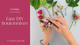 EASY DIY Boutonniere by Flower Moxie SUPER FAST TUTORIAL [upl. by Sakiv]