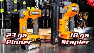 NEW RIDGID 18ga Stapler and 23ga Pin Nailer Review R09898 amp R09850 [upl. by Hilario]