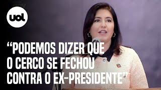 Simone Tebet diz que o cerco se fechou para Bolsonaro e pede apreensão de passaporte Vai fugir [upl. by Eessej92]