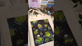 Painting on a tote bag 💚 music cover folklore aurora art aestehtic paintingtechniques singer [upl. by Kulda]