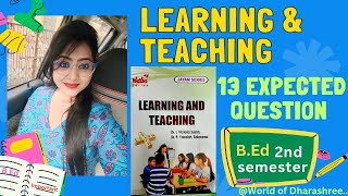 Selected Questions Of Learning and Teaching 📝acharyanagarjunauniversity exam youtube important [upl. by Ileray]