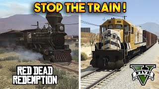 GTA 5 TRAIN VS RDR 1 TRAIN CAN YOU STOP THE TRAIN [upl. by Norbie]