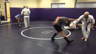 Royce Gracie and students roll with high school wrestlers [upl. by Airbas349]