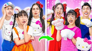 Baby Doll Family Became Hello Kitty Family  Funny Stories About Baby Doll Family [upl. by Broddie]