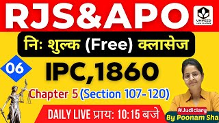 IPC 1860  Chapter 05  Section 107  120   By Poonam Sha RJS APO law judiciary [upl. by Michale]