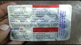 Dazit 10mg Tablet  Desloratadine 10mg Tablet  Dazit 10mg Tablet Uses Side effects Review Hindi [upl. by Albina]