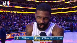 Kyrie Irving talks 48pt performance amp win vs Rockets Postgame Interview [upl. by Jon]