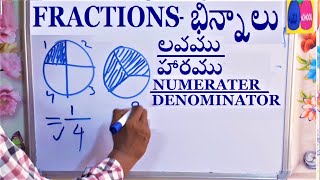 Maths basics in telugu భిన్నాలు Fractions  Fractions in telugu  numerator denominator in telugu [upl. by Marlette]