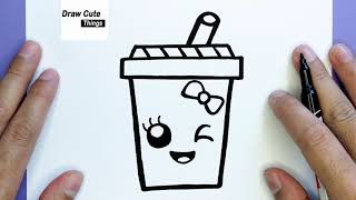 HOW TO DRAW A CUTE DRINK STEP BY STEP SIMPLE EASY AND KAWAII DRAW CUTE THINGS [upl. by Gilly]