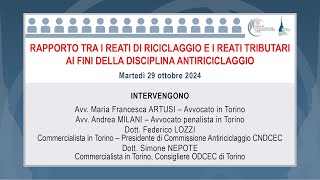 Rapporto tra i reati di riciclaggio e i reati tributari ai fini della disciplina antiriciclaggio [upl. by Londoner]