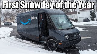 Working in Rivians Electric Delivery Van During A Snowstorm [upl. by Oicnaneb469]