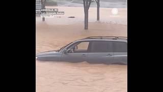 Cars Underwater in Asheville North Carolina from Hurricane Helene [upl. by Genaro]