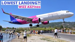 NEW LOWEST LANDING Wizzair Airbus A321neo Landing at Skiathos Airport  JSI Plane Spotting 4K [upl. by Dilahk]