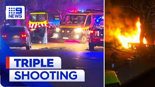 Three people in hospital after Sydney shooting  9 News Australia [upl. by Elleniad524]