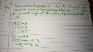 If a current of 200 micro ampere deflects the coil of moving coil galvanometer through 60°  jee [upl. by Jak]