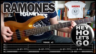 RAMONES  Blitzkrieg bop ONLY BASS cover with TABS lyrics  PDF [upl. by Prouty196]