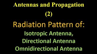 Antennas and Propagation 2 Radiation Pattern of Isotropic Directional amp Omnidirectional Antennas [upl. by Roby300]