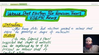 Valence Shell Electron Pair Repulsion Theory VSEPR theory Part 1 urduhindi [upl. by Odirfliw]