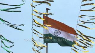 Indian tricolour hoisted at the IndiaPakistan Border  Wagah [upl. by Attoynek363]