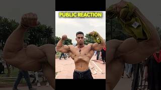 Shirtless bodybuilder 💪 crazy public Reaction🤩 reaction reactionvideo bodybuilding [upl. by Ailimac]