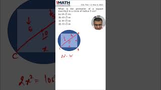 What is the perimeter of a square inscribed in a circle of radius 5 cm [upl. by Braynard262]