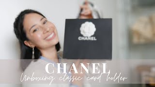 CHANEL CLASSIC LAMBSKIN CARDHOLDER  UNBOXING [upl. by Nospmis]