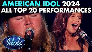 ALL AMERICAN IDOL TOP 20 PERFORMANCES 2024  Idols Global [upl. by Yrakaz]