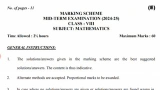 CLASS 8TH MATHEMATICS MID TERM EXAMINATION EVENING SHIFT ANSWER KEY 04102024exam​ answerkey​ [upl. by Sivatco]