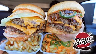 MUKBANG EATING Fresh Burger Double Burgers Cali Fries Poutine  Family Business [upl. by Suoinuj159]