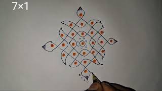 71 dots Easy Tuesday Rangoli Special Kolam Design Daily Rangoli Muggulu [upl. by Schwenk767]