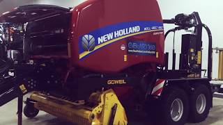 New Holland RollBelt 450 featuring a Goweil Kombi G5040 Bale Wrapper [upl. by Llenehc]