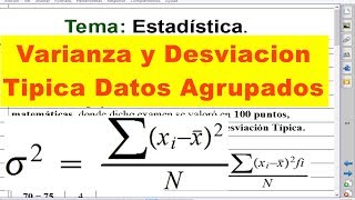 Varianza y Desviacion Tipica Datos Agrupados [upl. by Darrill]