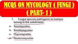 MCQS ON MYCOLOGY FUNGI  fungi mcqs questions with answers  PART 1  MICROBIOLOGY  BOTANY [upl. by Stead]