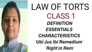 Definition of TortsCharacteristics of TortsUbi Jus Ibi remediumLaw of Torts in Malayalam [upl. by Florette358]