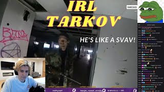 xQc Reacts To Encounter With Real Life Armed Tarkov Person [upl. by Mufinella]