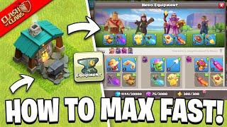 How to Max Hero Equipment Fast  Best Way to Use Blacksmith in Clash of Clans [upl. by Hanako152]