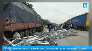 Kelindan maut tercampak dari lori langgar treler di lorong kecemasan [upl. by Ahseral]