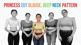 Princess Cut Deep Neck Blouse Cutting Tutorial  Detailed Guide By Priya MG [upl. by Anpas]