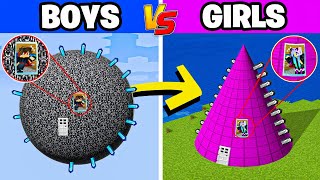 Girls vs Boys Illegal Base in Minecraft [upl. by Natlus]