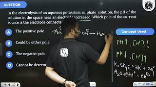 In the electrolysis of an aqueous potassium sulfate solution the pH of the solution in the spac [upl. by Nino226]