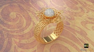 RhinoGold  Pearl Ring with filigree Speed Modeling [upl. by Nakashima]