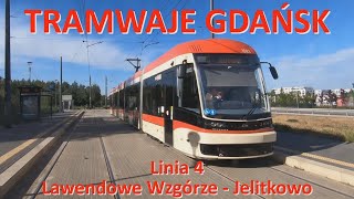 Tramwaje Gdańsk Linia 4 Lawendowe Wzgórze  JelitkowoRide on tram line 4 in Gdańsk PolandCABVIEW [upl. by Tybie]