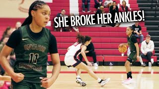 Freshmen Kaleena Smith Nasty Ankle Breaker in First game of the year [upl. by Libb]