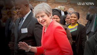 Theresa May dances with children in South Africa [upl. by Namdor]