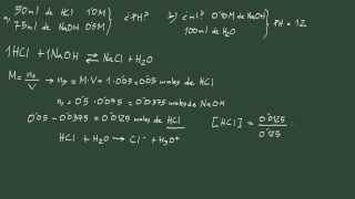 4 Ejercicio 4 ácido  base pH de una disolución con exceso de ácido [upl. by Daj357]
