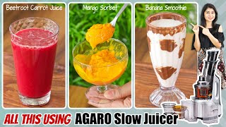 3 in 1 Cold Press Slow Juicer I Juice Smoothie amp Sorbet All in AGARO Slow Juicer  Juicer Review [upl. by Naliorf]